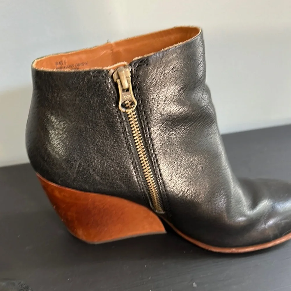 Stylish Black and Brown Wedge Ankle Boots